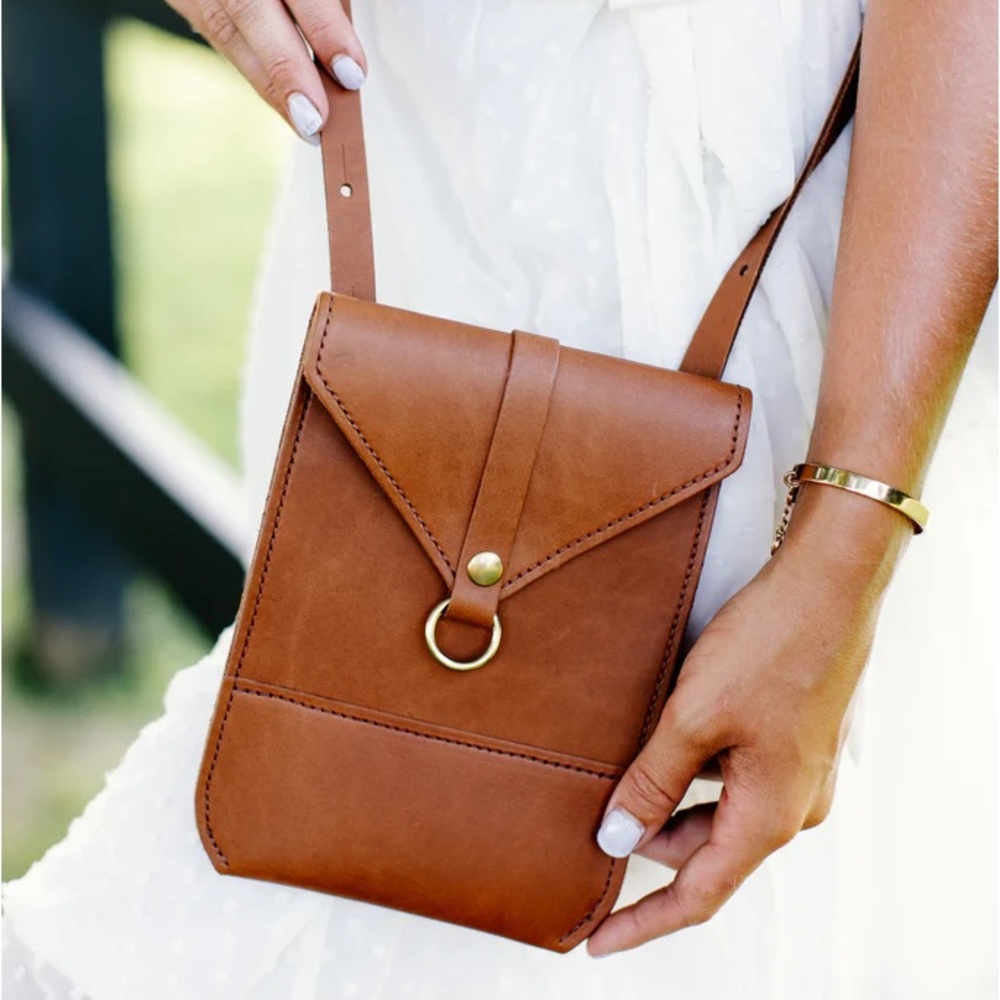 Urban‎ Southern Taupe Leather Postal Crossbody Bag  NWOT